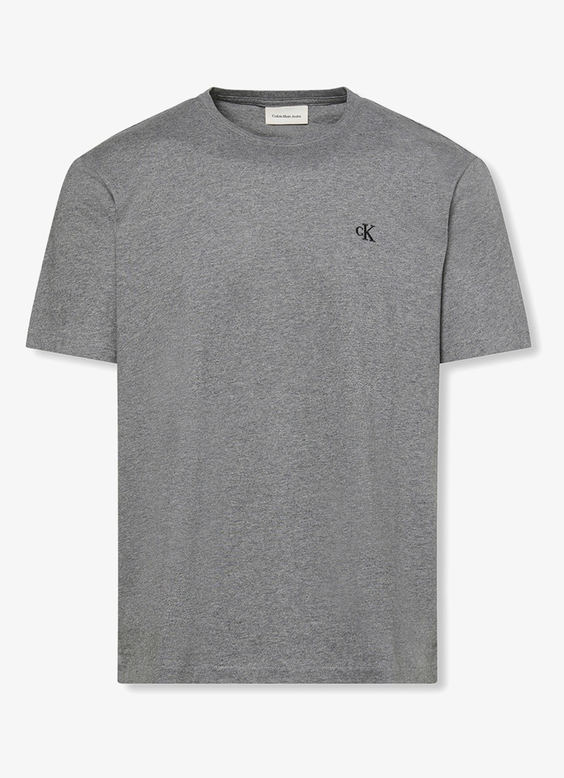 Calvin Klein T-shirt met logoborduring - voorkant 2 grijsmele