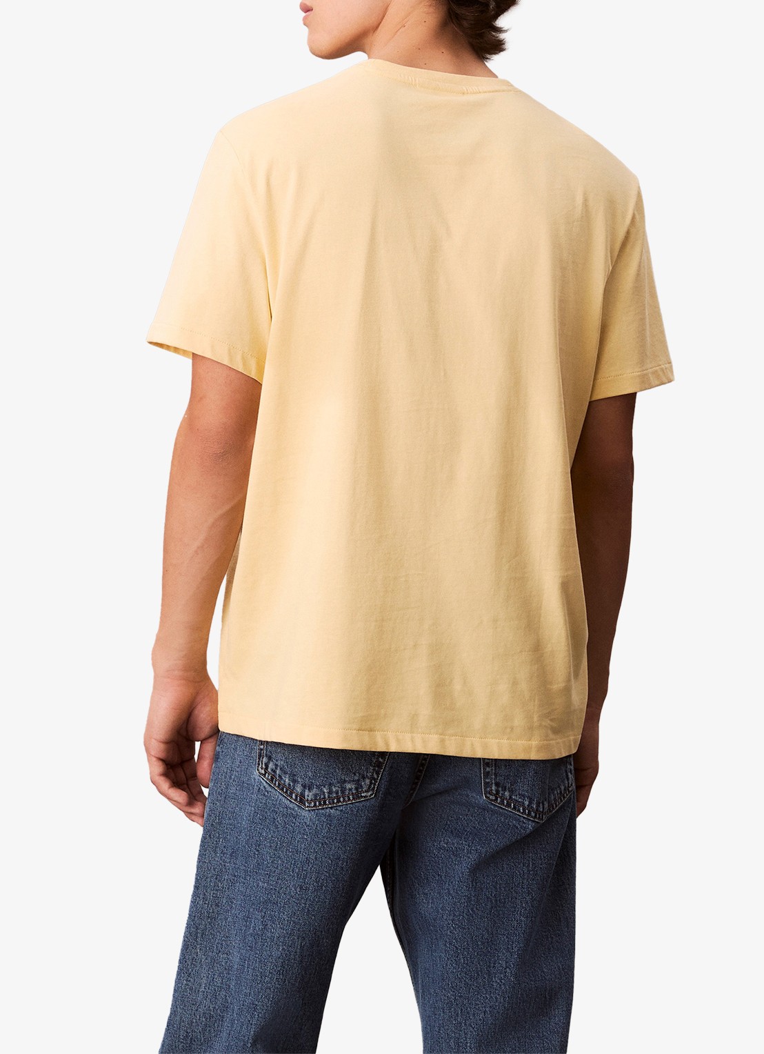 Calvin Klein T-shirt met logoborduring - achterkant geel