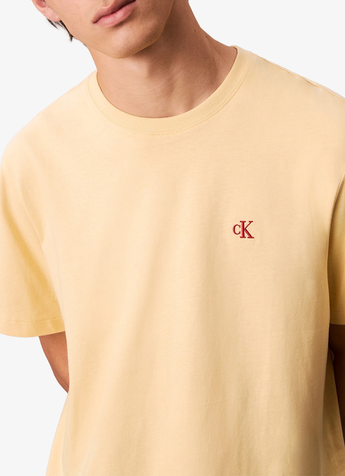 Calvin Klein T-shirt met logoborduring - detail 5 geel