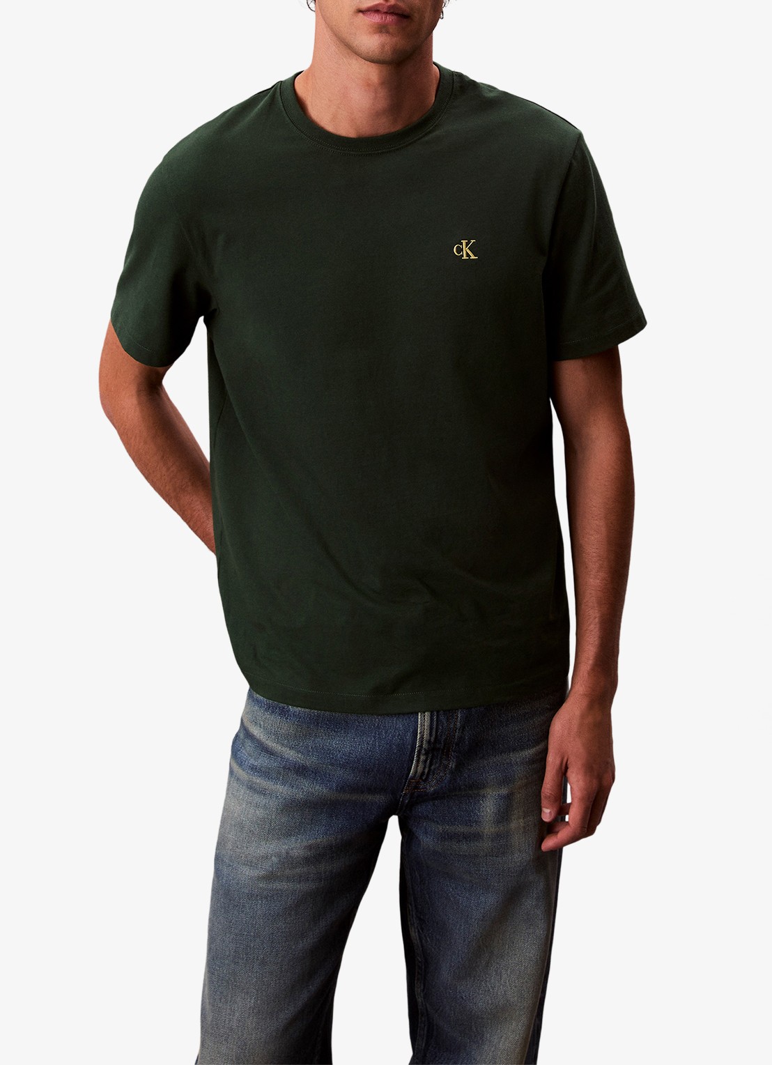 Calvin Klein T-shirt met logoborduring - detail 4 donkergrijs