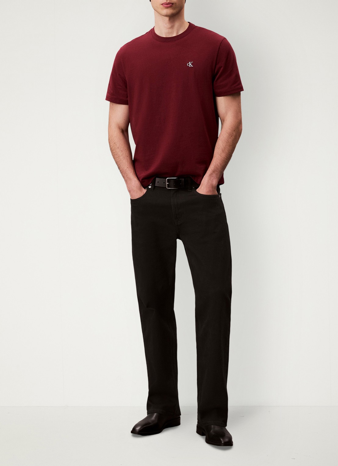 Calvin Klein T-shirt met logoborduring - voorkant 3 rood