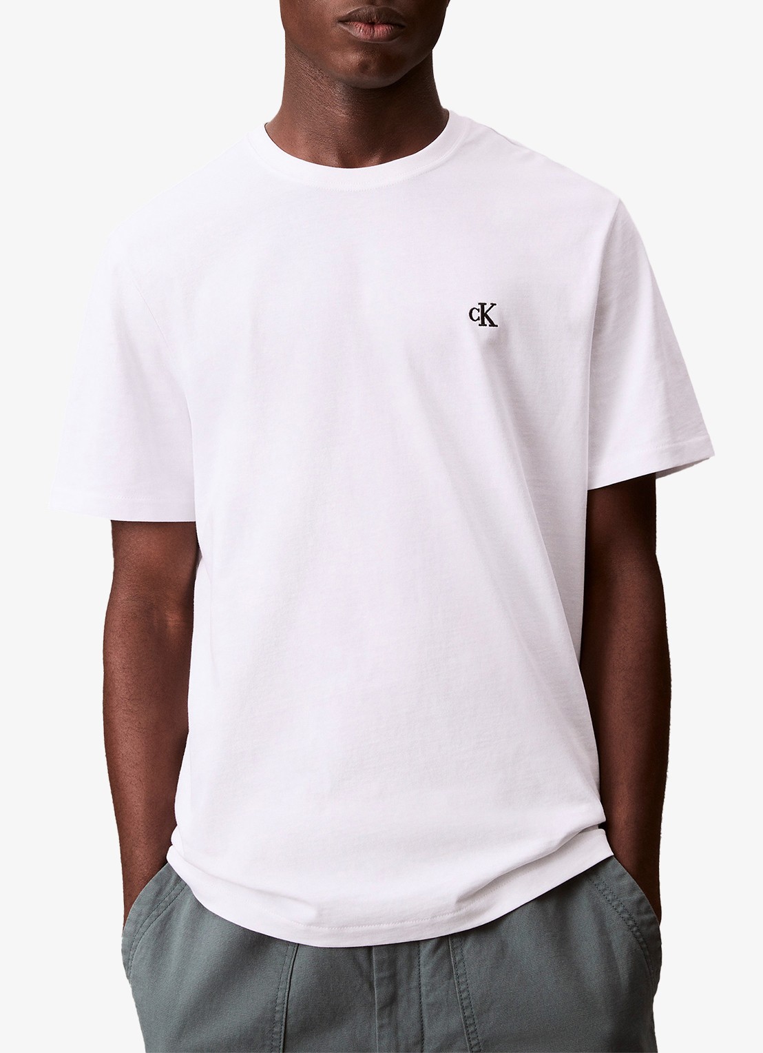 Calvin Klein T-shirt met logoborduring - detail 4 wit