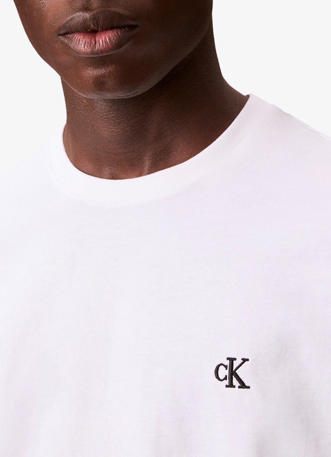 Calvin Klein T-shirt met logoborduring - detail 6 wit