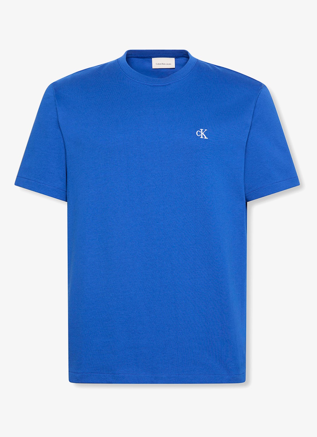 Calvin Klein T-shirt met logoborduring - voorkant 2 kobaltblauw