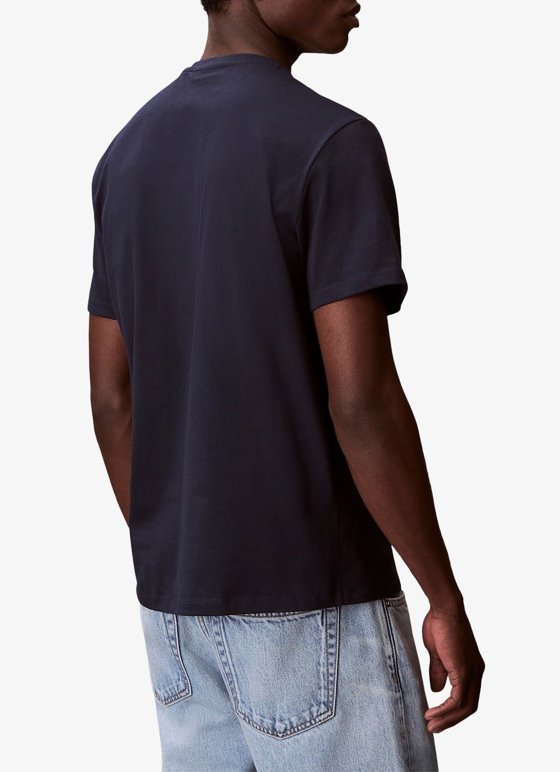 Calvin Klein T-shirt met logoborduring - achterkant donkerblauw