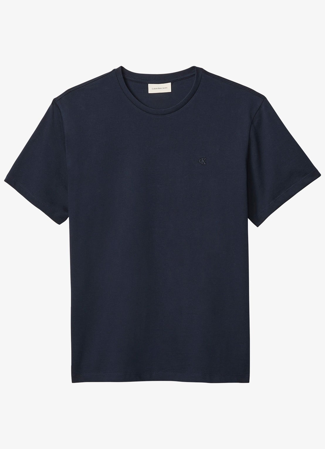 Calvin Klein T-shirt met logoborduring - voorkant 2 donkerblauw