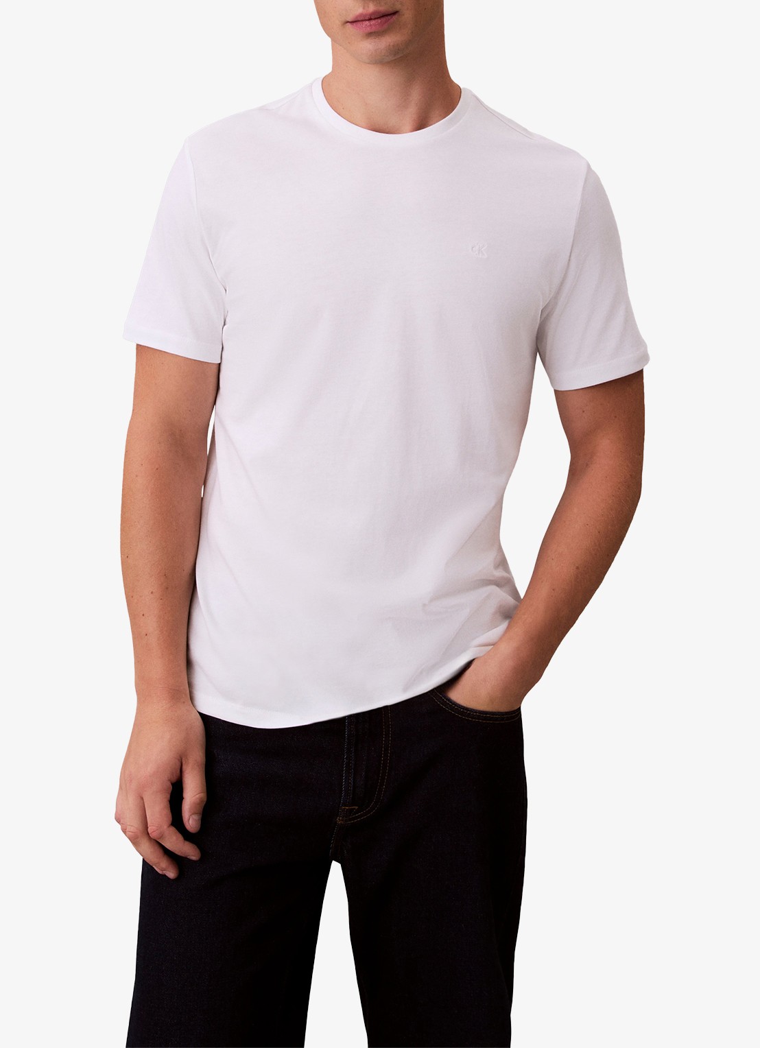 Calvin Klein T-shirt met logoborduring - detail 3 wit