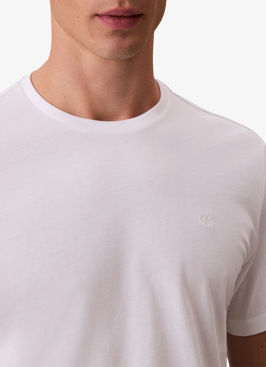 Calvin Klein T-shirt met logoborduring - detail 4 wit
