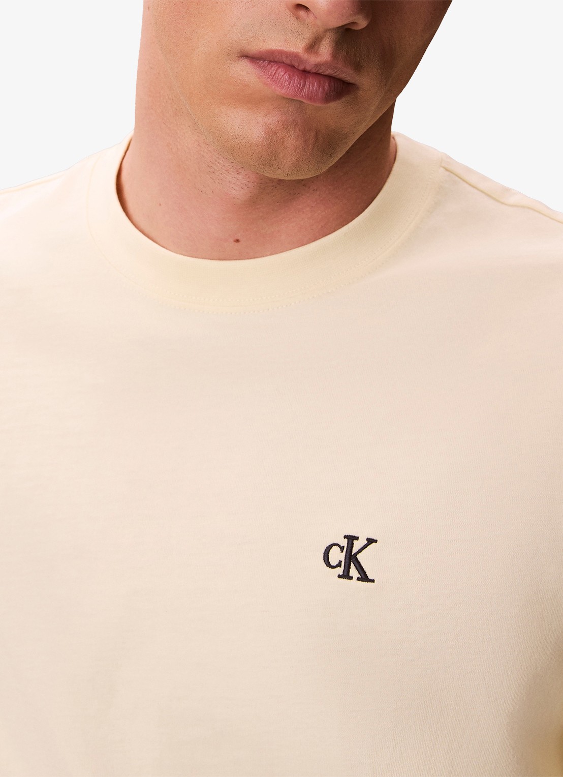 Calvin Klein T-shirt met logoborduring - detail 3 pear sorbet-zrk/ geel