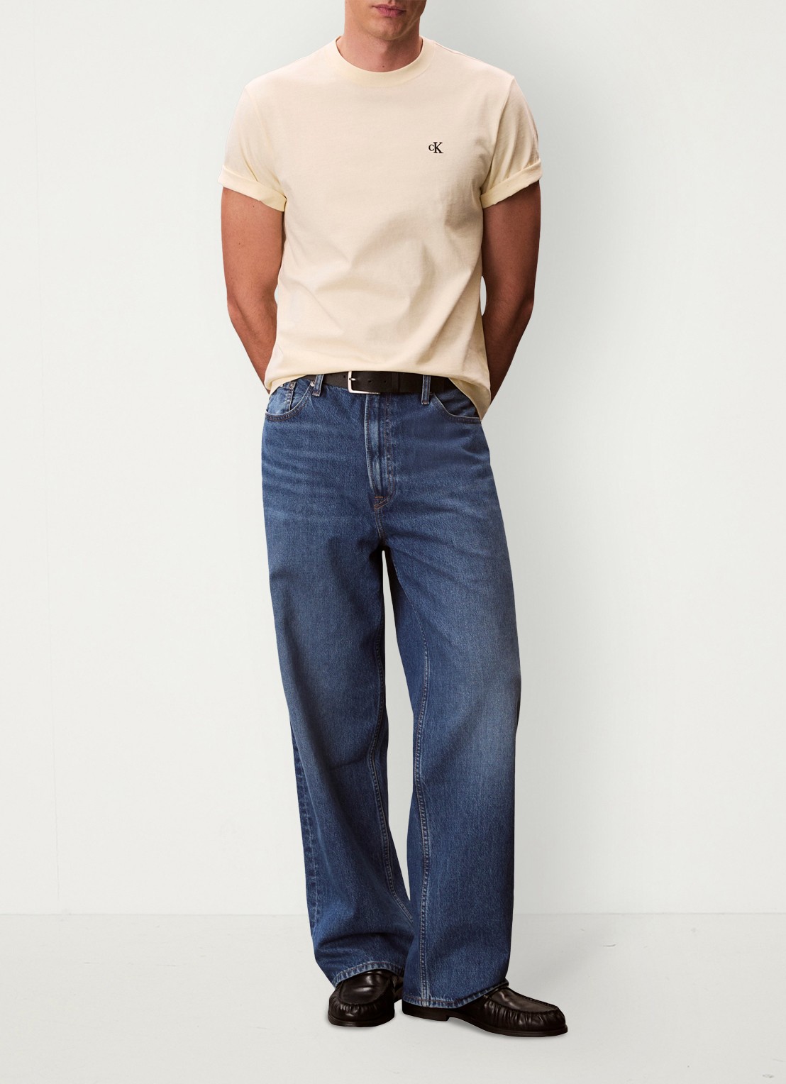 Calvin Klein T-shirt met logoborduring - voorkant 5 pear sorbet-zrk/ geel