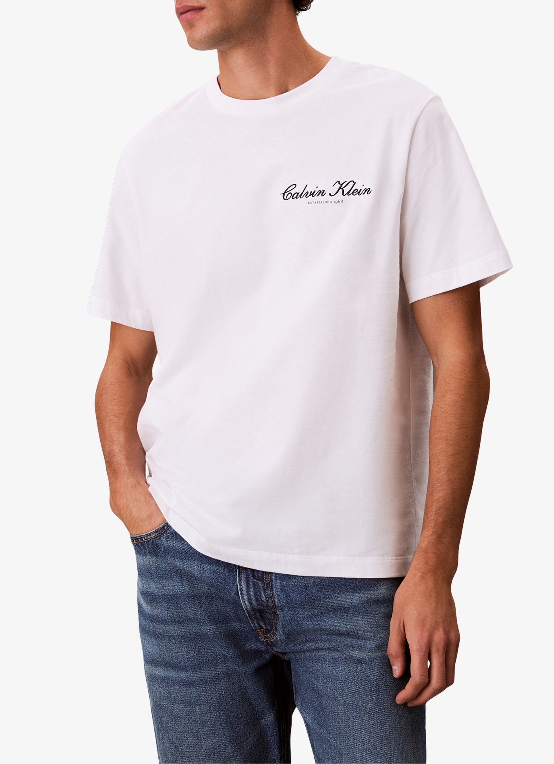 Calvin Klein T-shirt met logoborduring - detail 2 wit