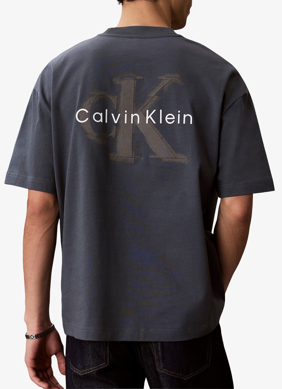 Calvin Klein T-shirt met logoborduring - achterkant 2 dark slate-ceg /  groen