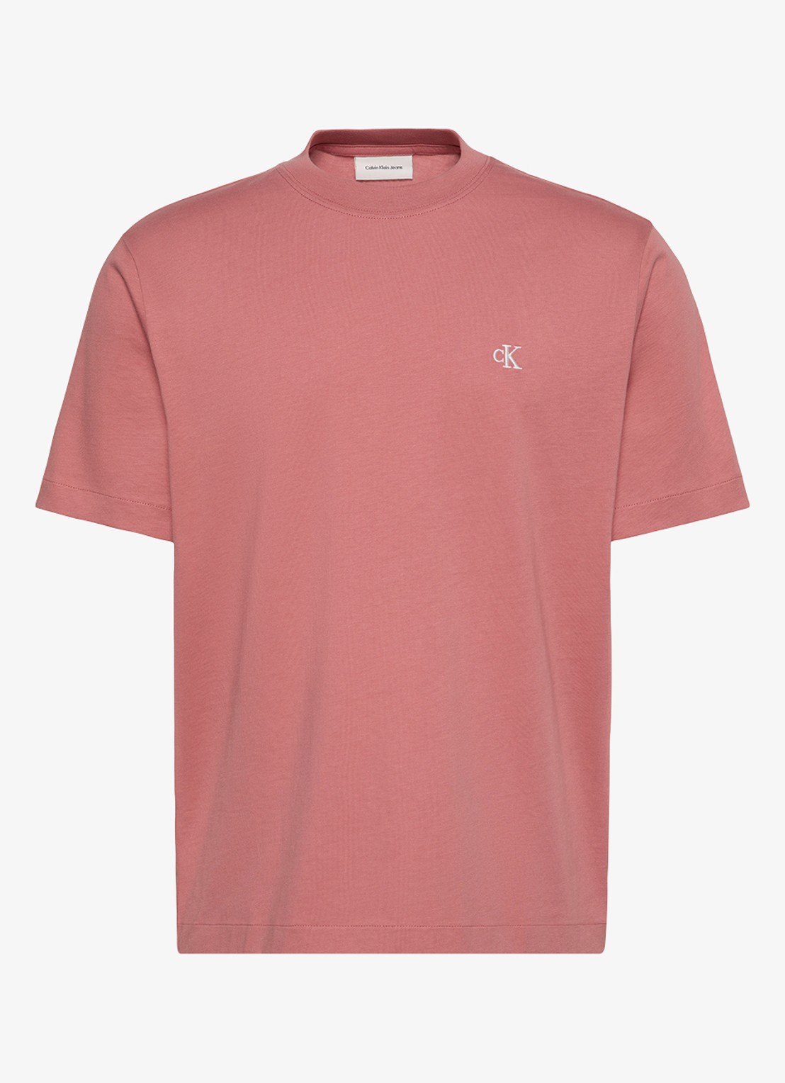 Calvin Klein T-shirt met logoborduring - voorkant light mahogany / lichtbruin