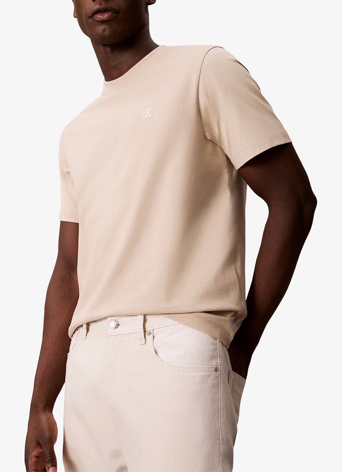 Calvin Klein T-shirt met logoborduring - detail 3 white pepper-pf0 /  wit