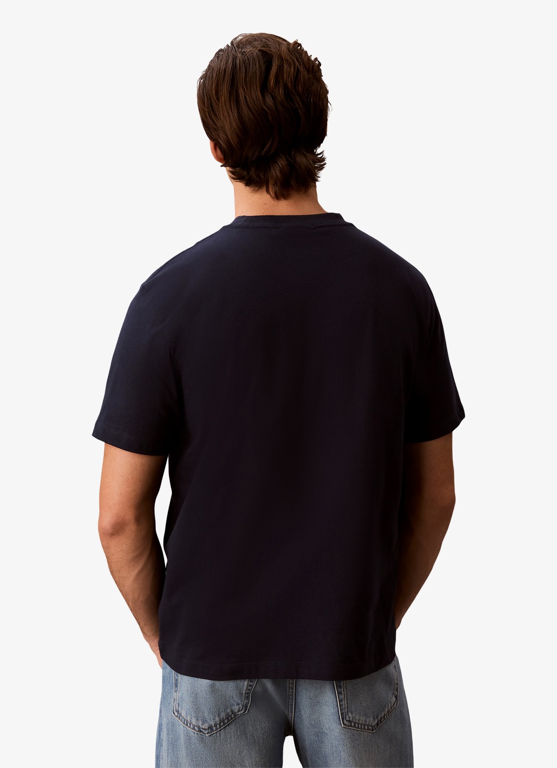 Calvin Klein T-shirt met logoborduring - achterkant 3 donkerblauw