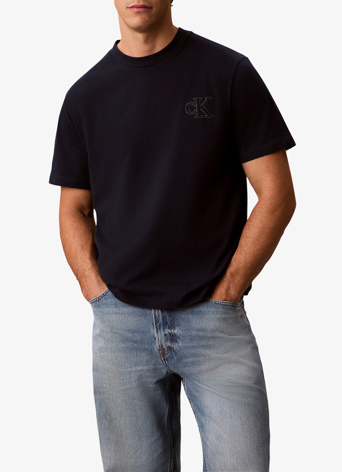 Calvin Klein T-shirt met logoborduring - detail 4 donkerblauw