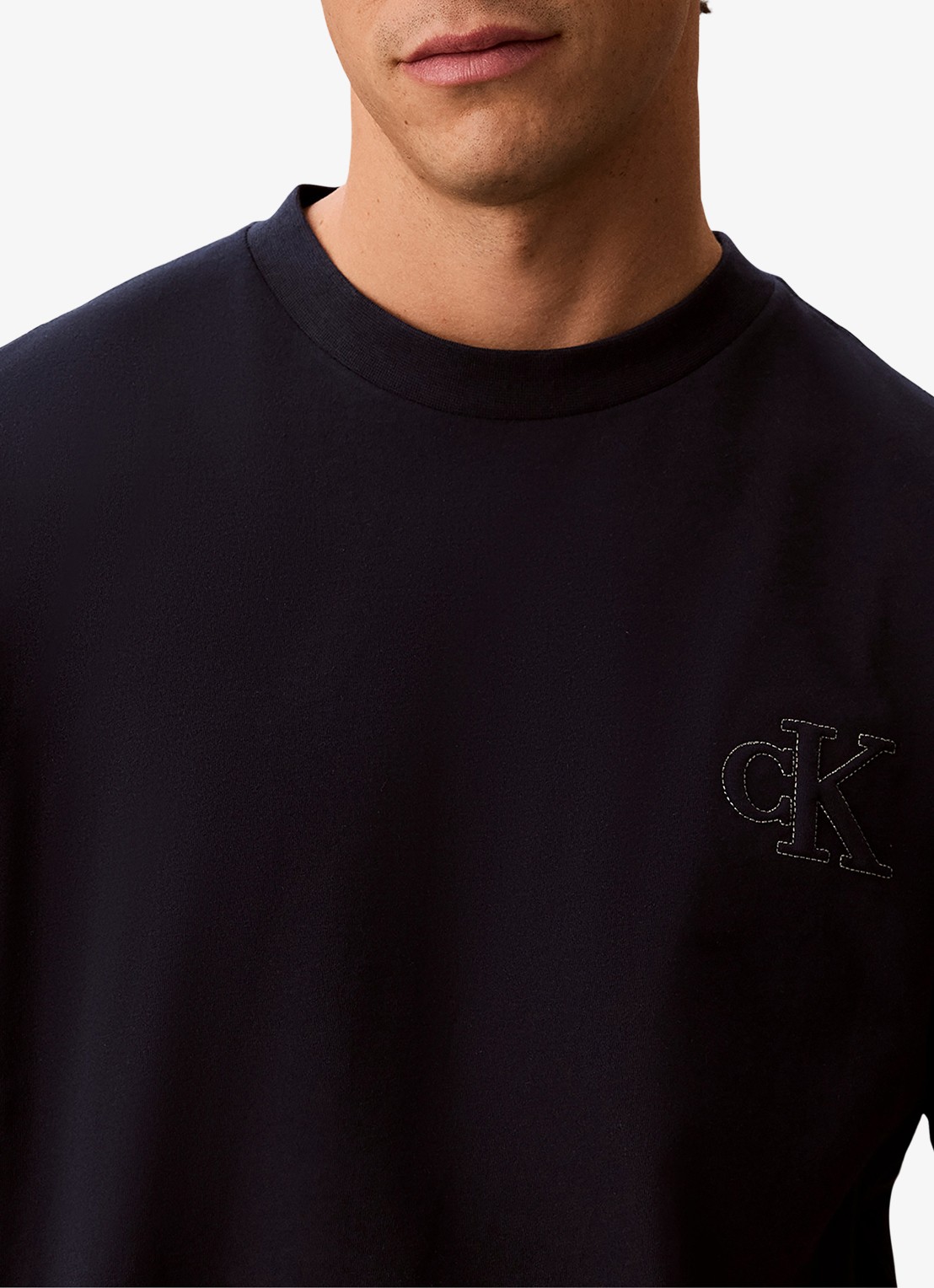 Calvin Klein T-shirt met logoborduring - detail 5 donkerblauw