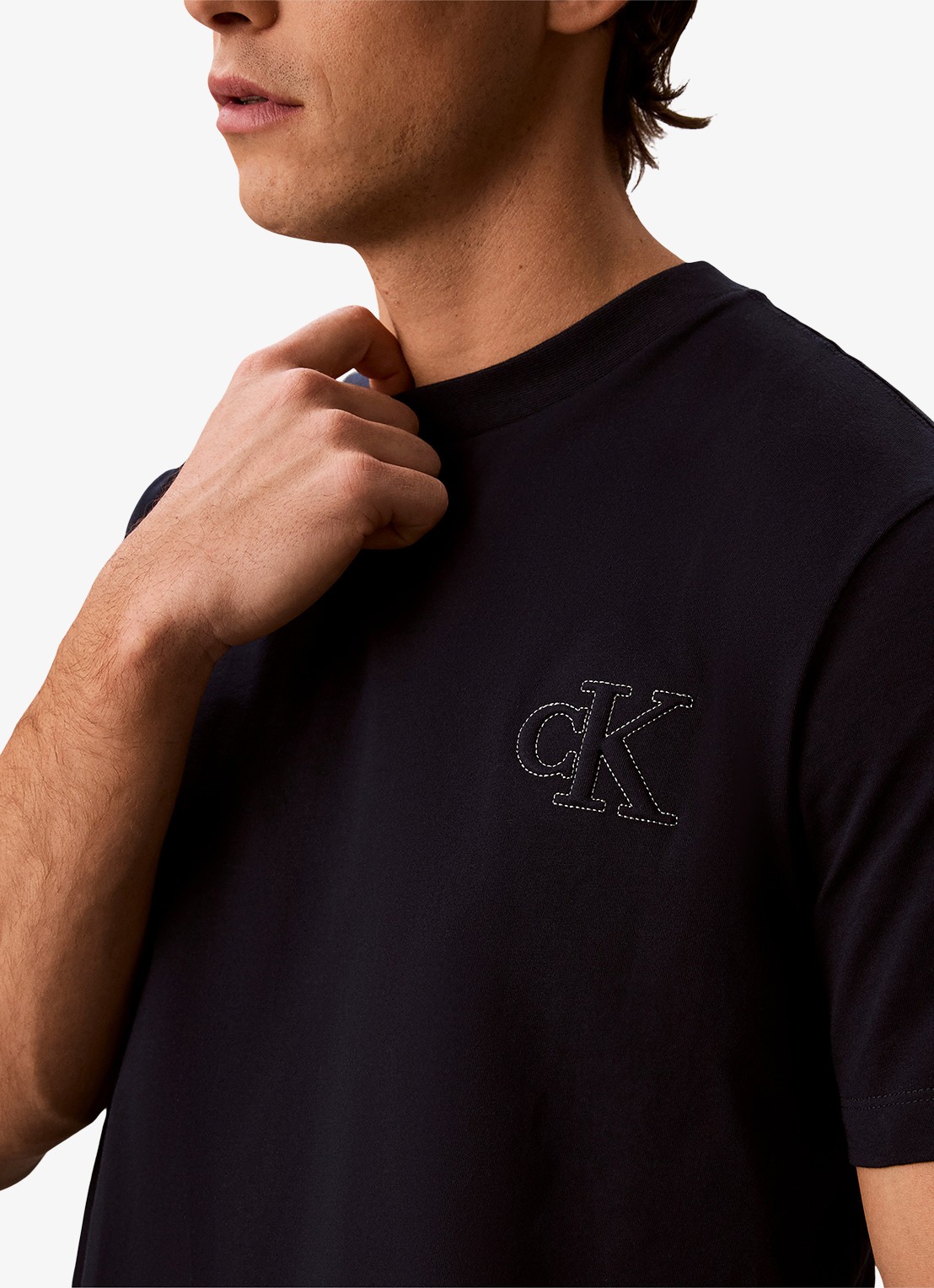 Calvin Klein T-shirt met logoborduring - detail 6 donkerblauw