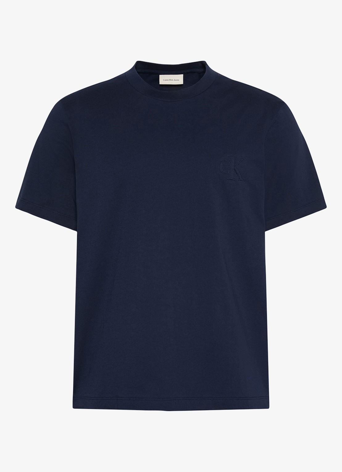 Calvin Klein T-shirt met logoborduring - voorkant donkerblauw