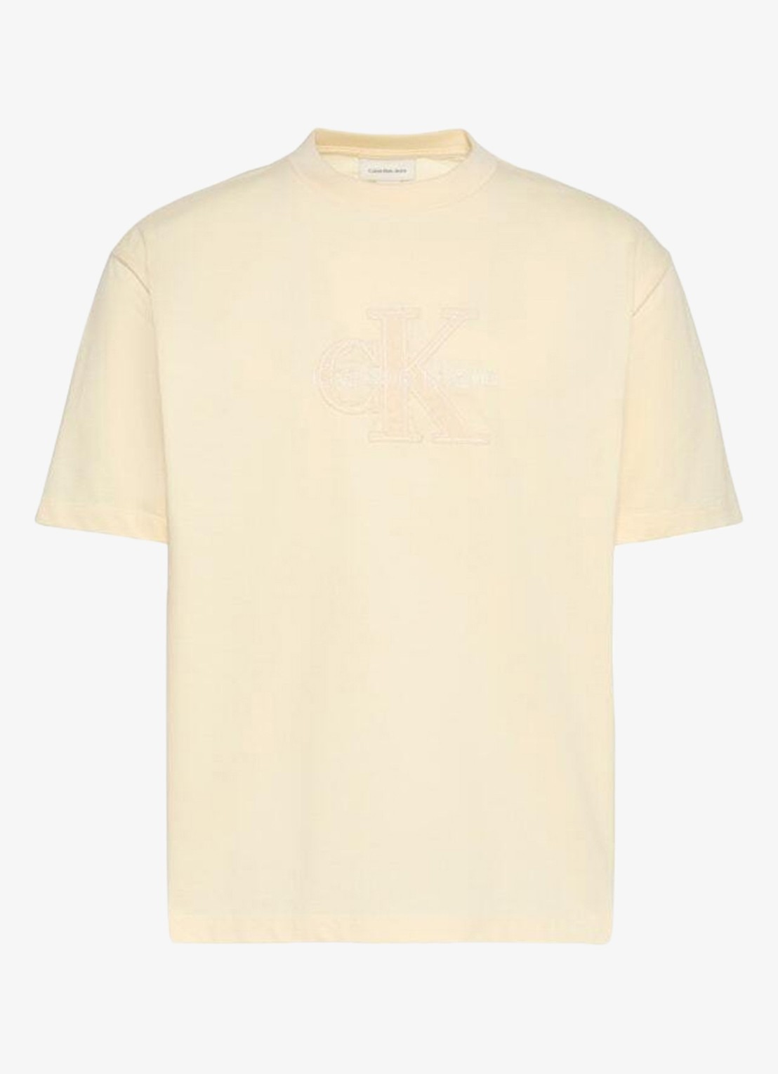 Calvin Klein T-shirt met logoborduring - voorkant creme