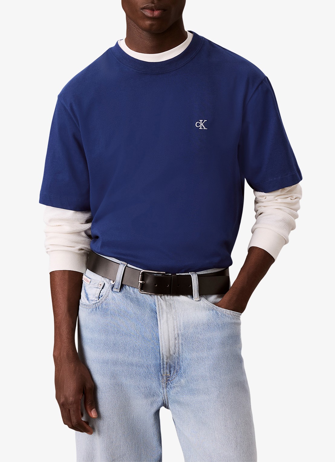 Calvin Klein T-shirt met logoborduring - detail 7 estate blue-5ma / blauw