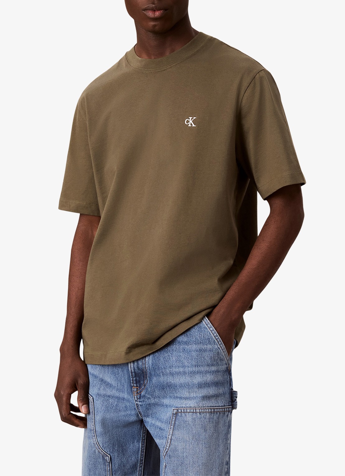 Calvin Klein T-shirt met logoborduring - detail 4 olive night-li1 / groen