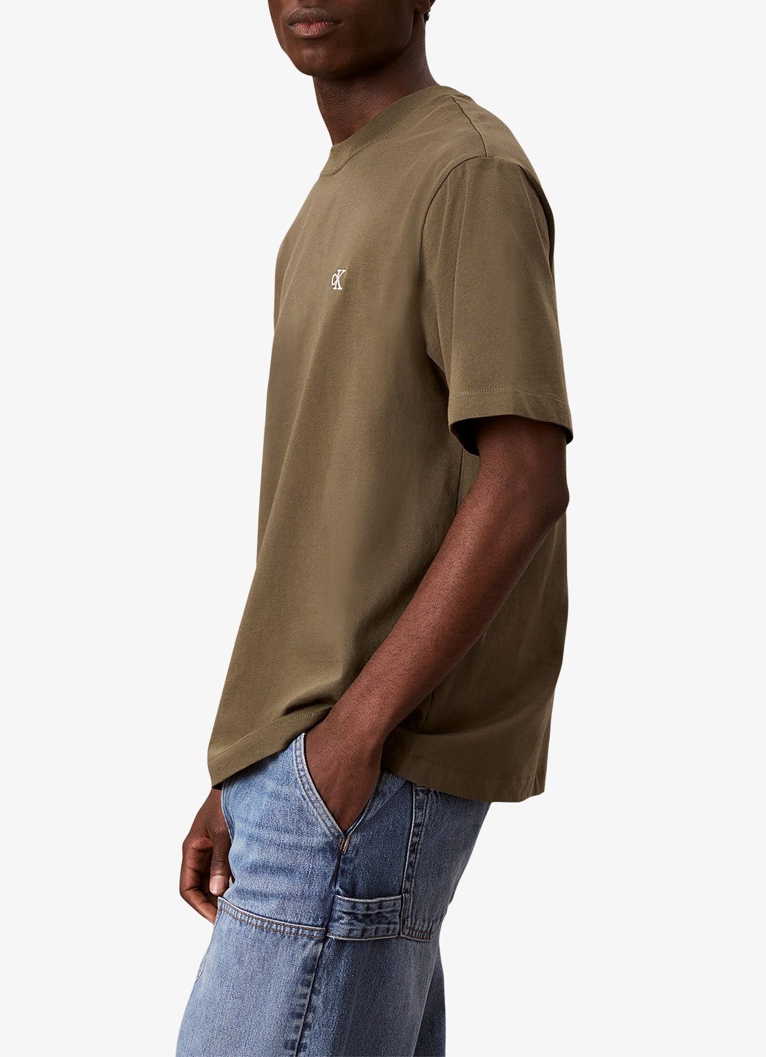 Calvin Klein T-shirt met logoborduring - detail 6 olive night-li1 / groen