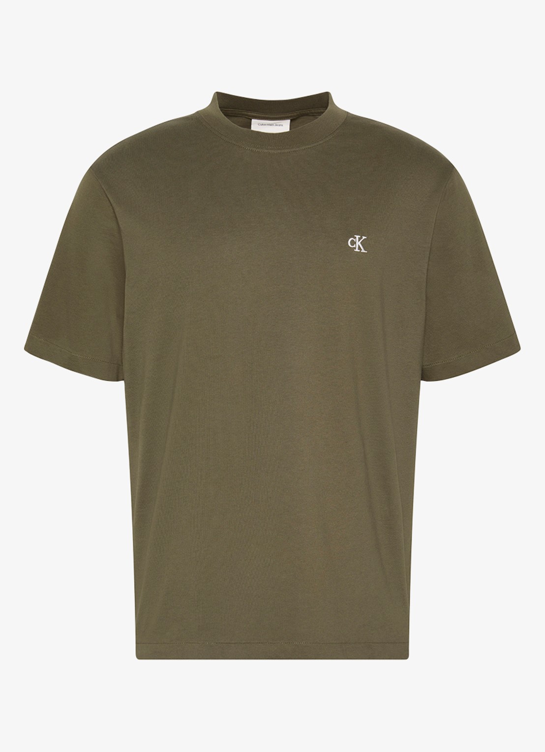 Calvin Klein T-shirt met logoborduring - voorkant olive night-li1 / groen