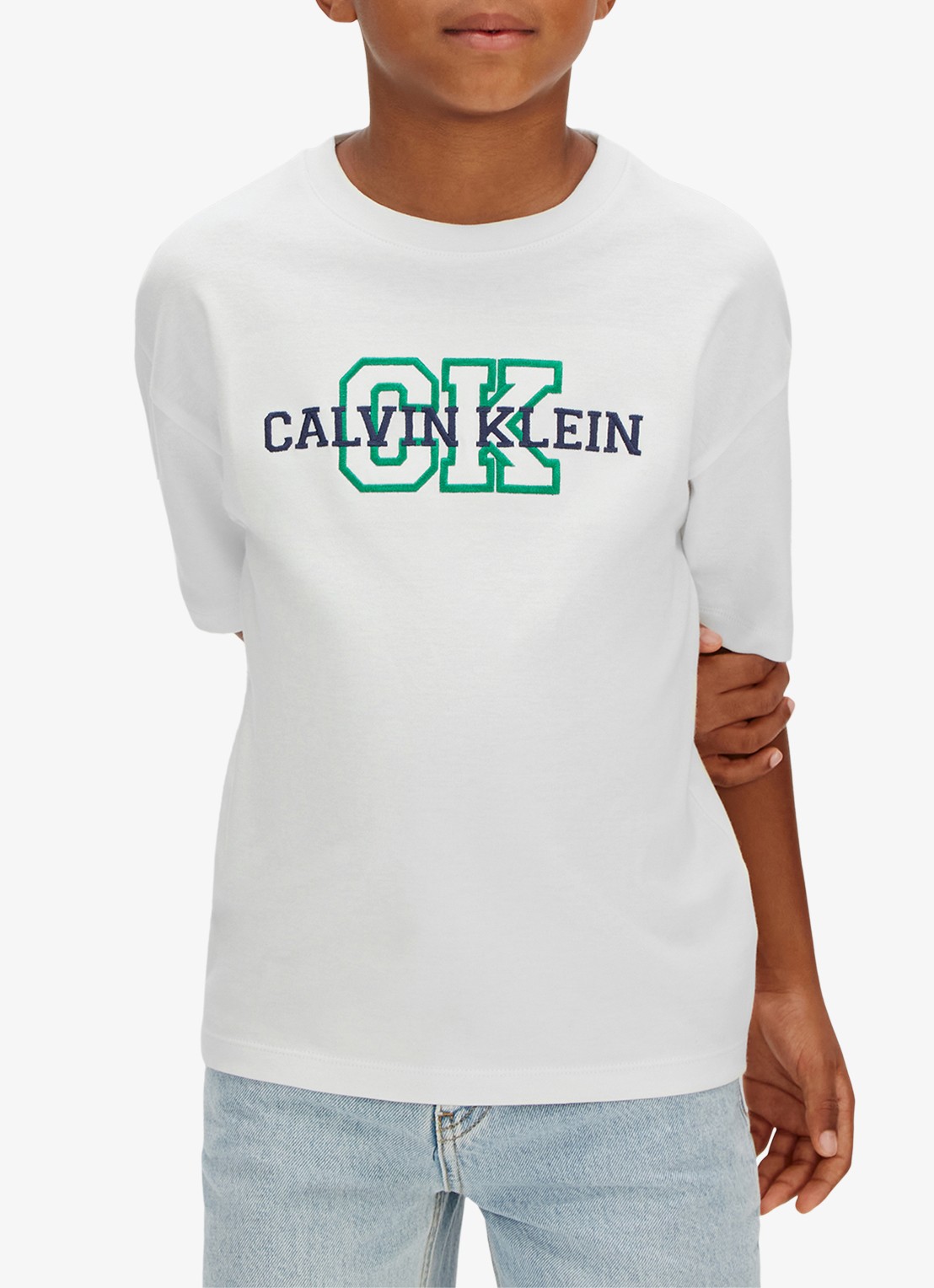 Calvin Klein T-shirt met logoborduring - detail 4 wit