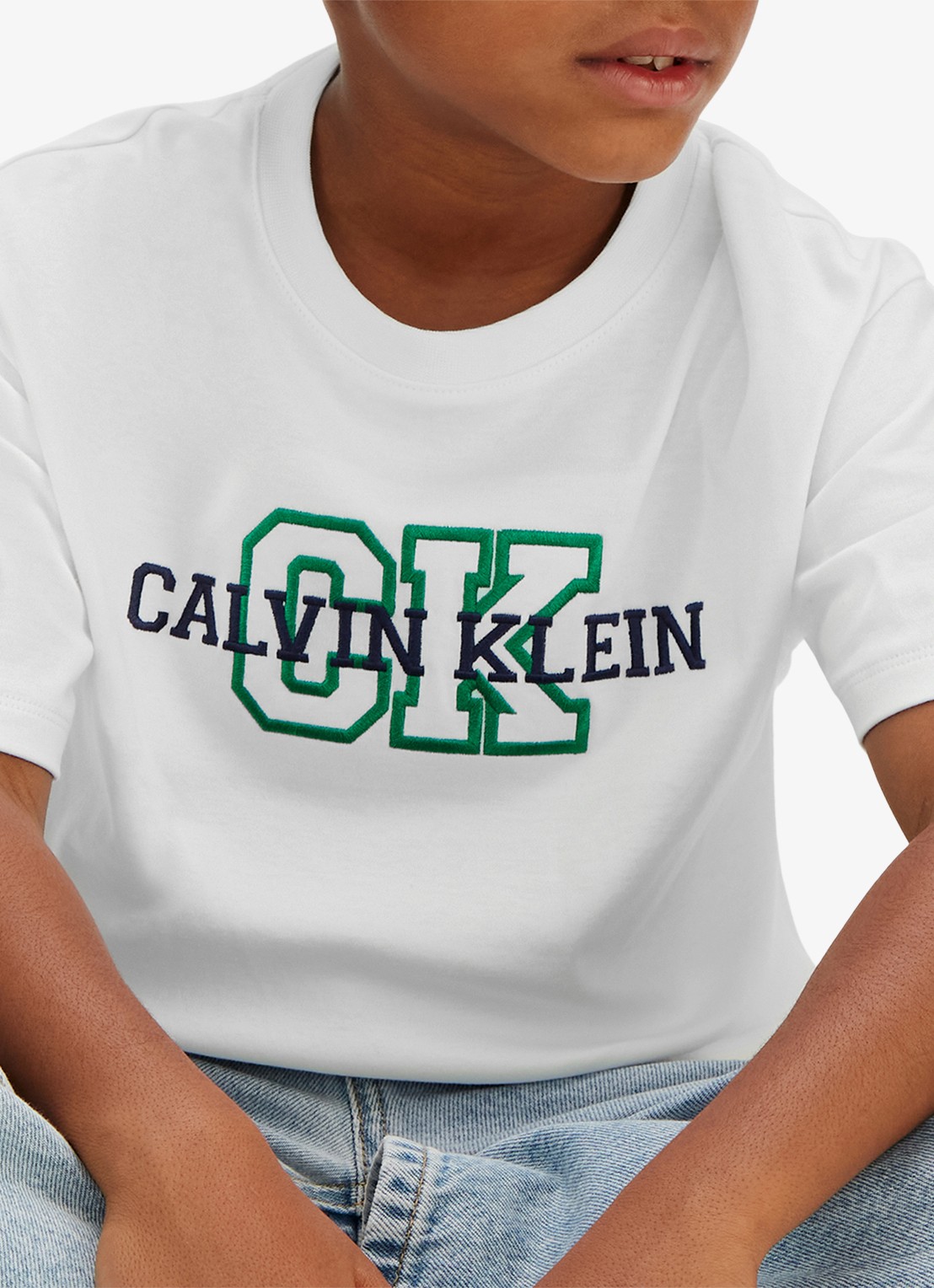 Calvin Klein T-shirt met logoborduring - detail 5 wit