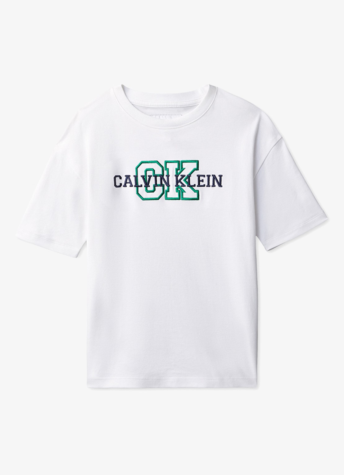 Calvin Klein T-shirt met logoborduring - voorkant wit