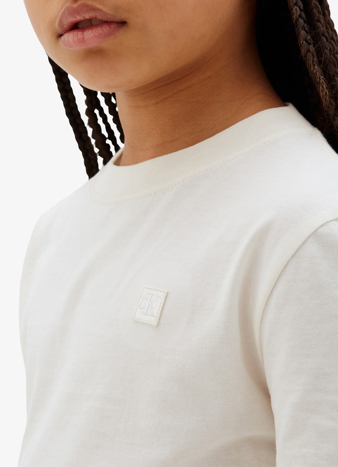 Calvin Klein T-shirt met logoborduring - detail 3 gebroken wit