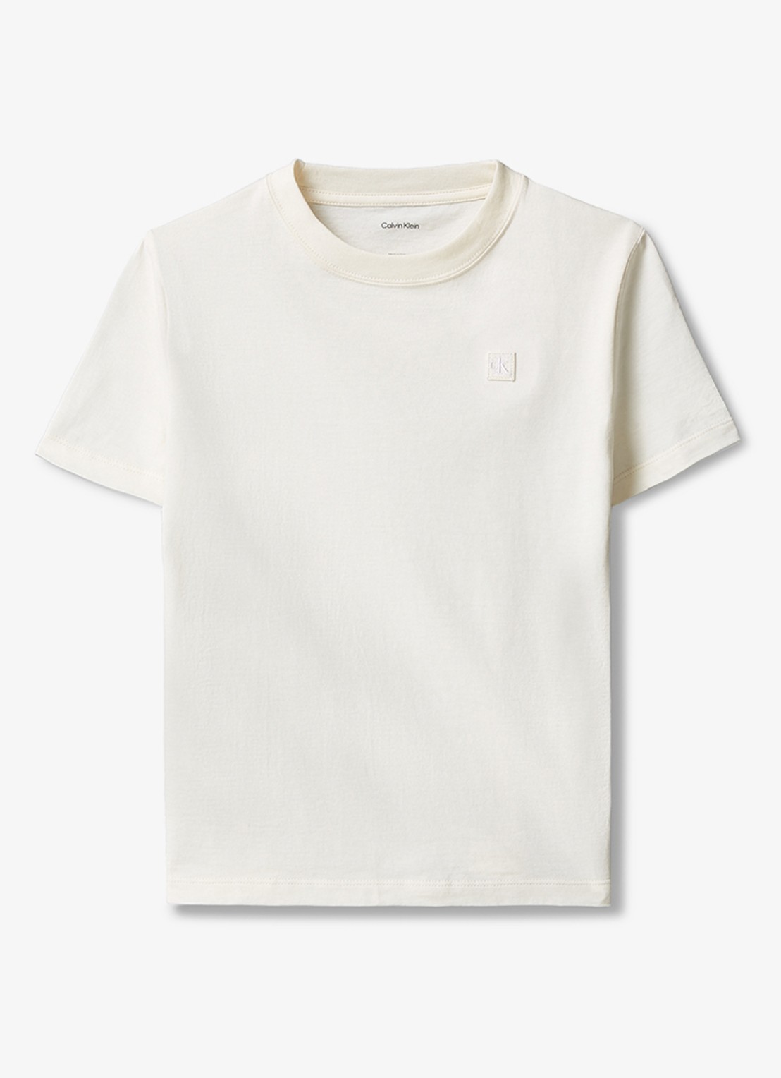 Calvin Klein T-shirt met logoborduring - voorkant gebroken wit
