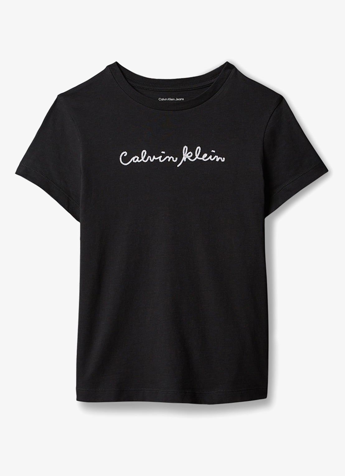 Calvin Klein T-shirt met logoborduring - voorkant 3 zwart