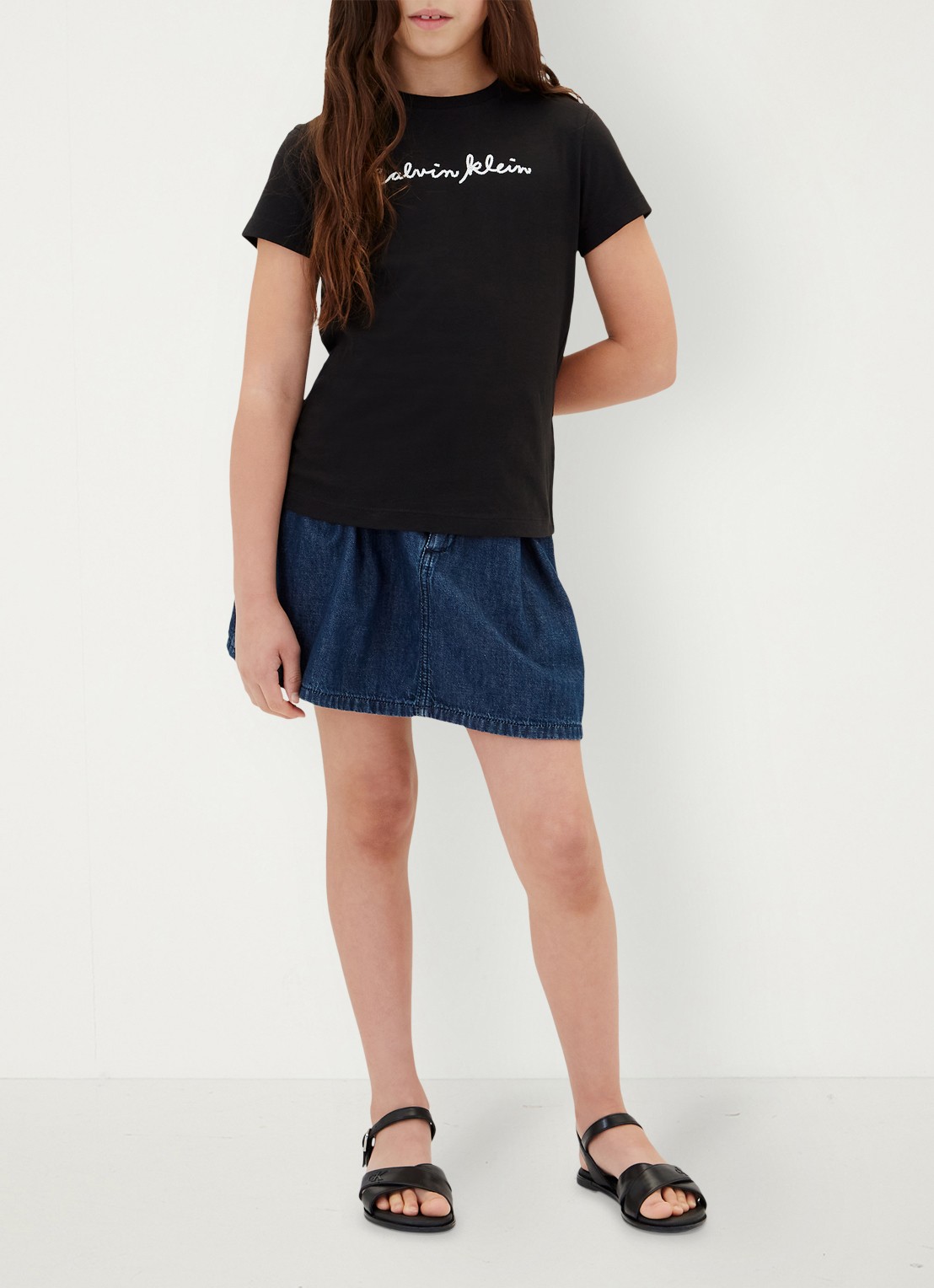 Calvin Klein T-shirt met logoborduring - voorkant 4 zwart