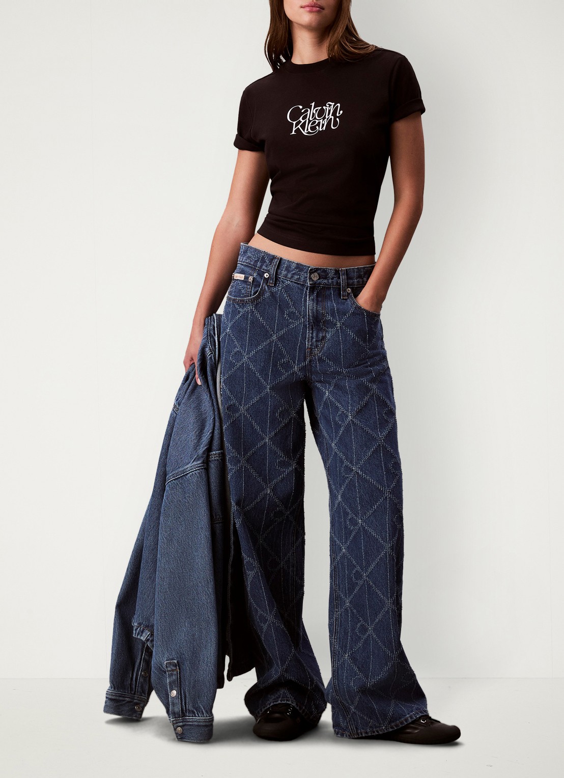 Calvin Klein T-shirt met logoprint - voorkant 3 zwart