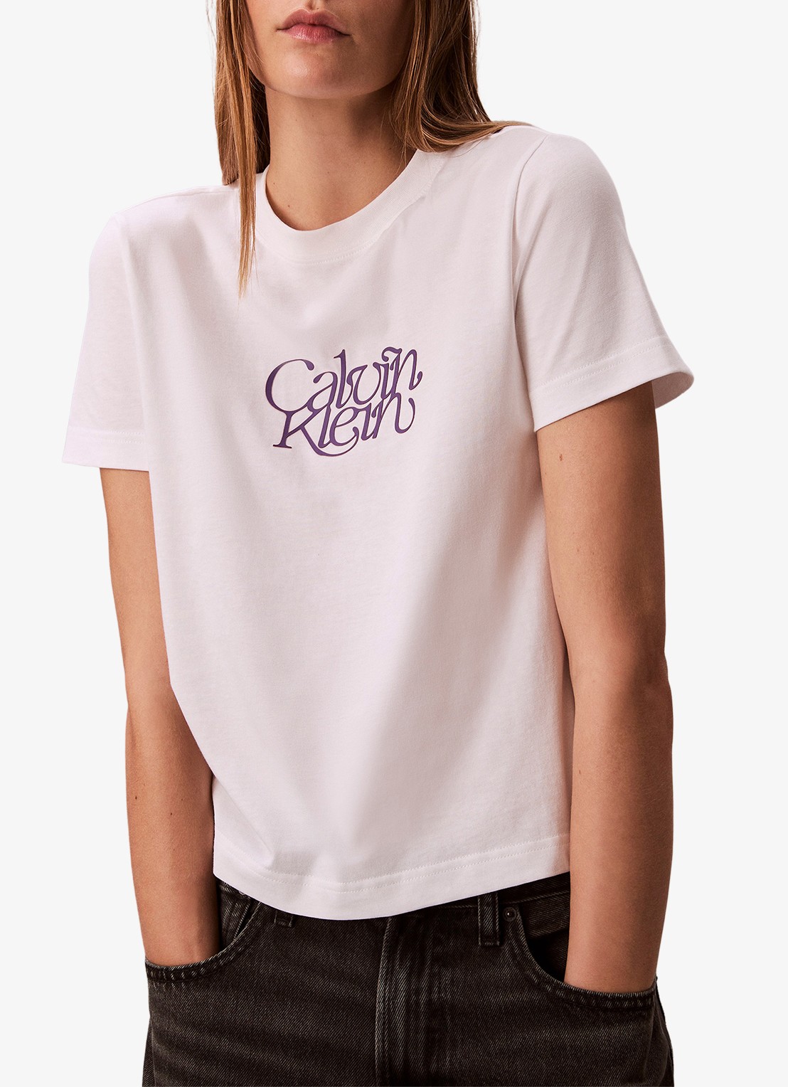 Calvin Klein T-shirt met logoprint - detail wit