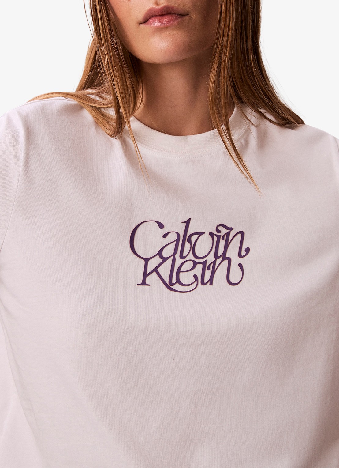 Calvin Klein T-shirt met logoprint - detail 2 wit
