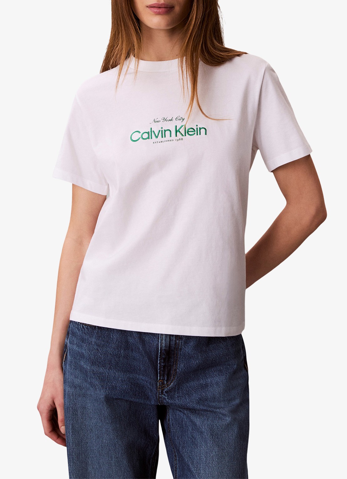 Calvin Klein T-shirt met logoprint - detail 4 wit