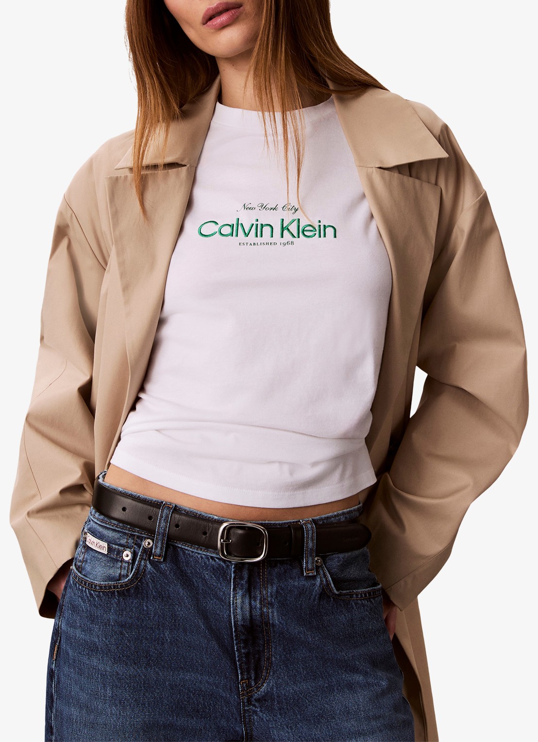 Calvin Klein T-shirt met logoprint - detail 5 wit