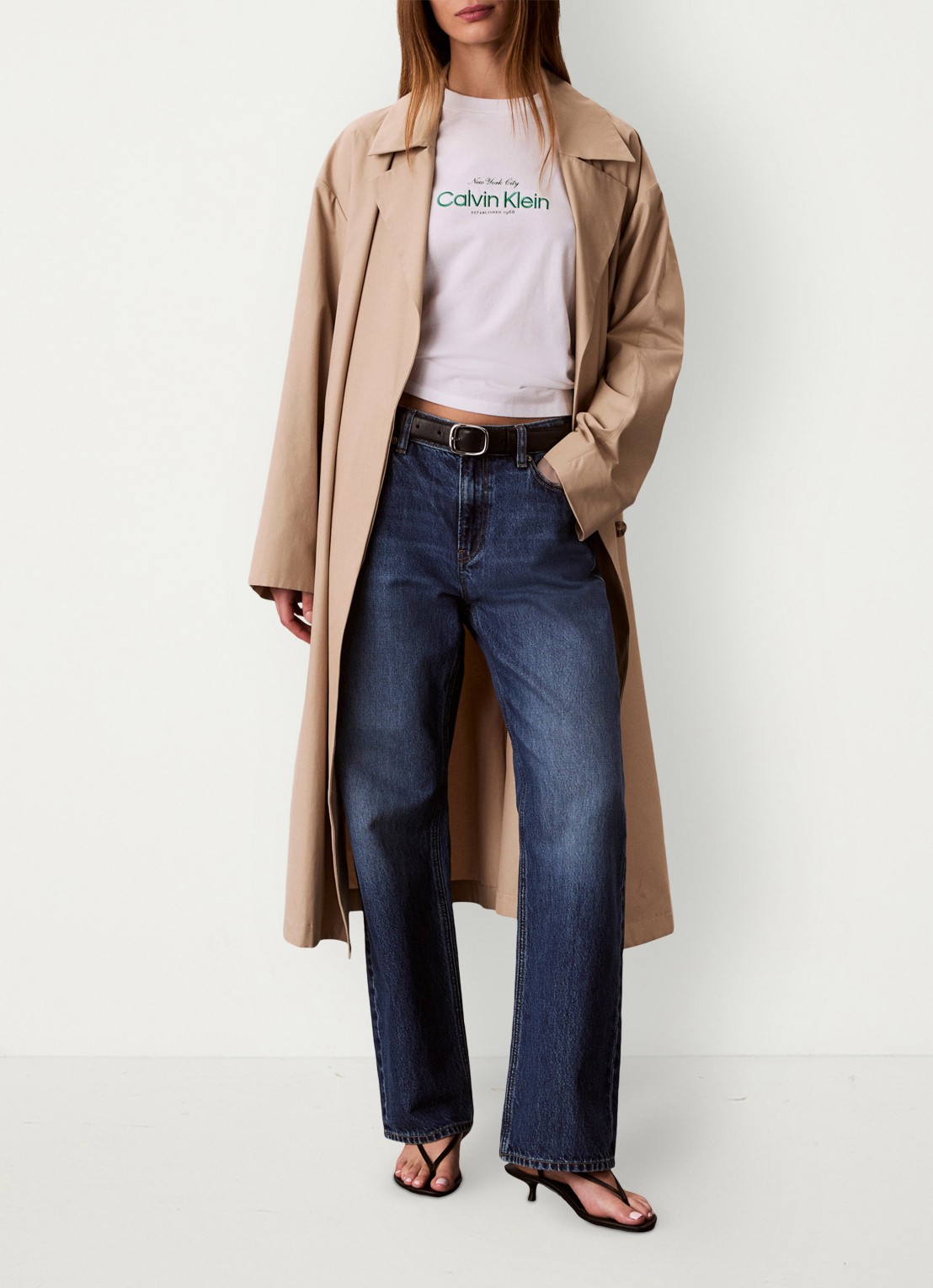 Calvin Klein T-shirt met logoprint - voorkant 2 wit
