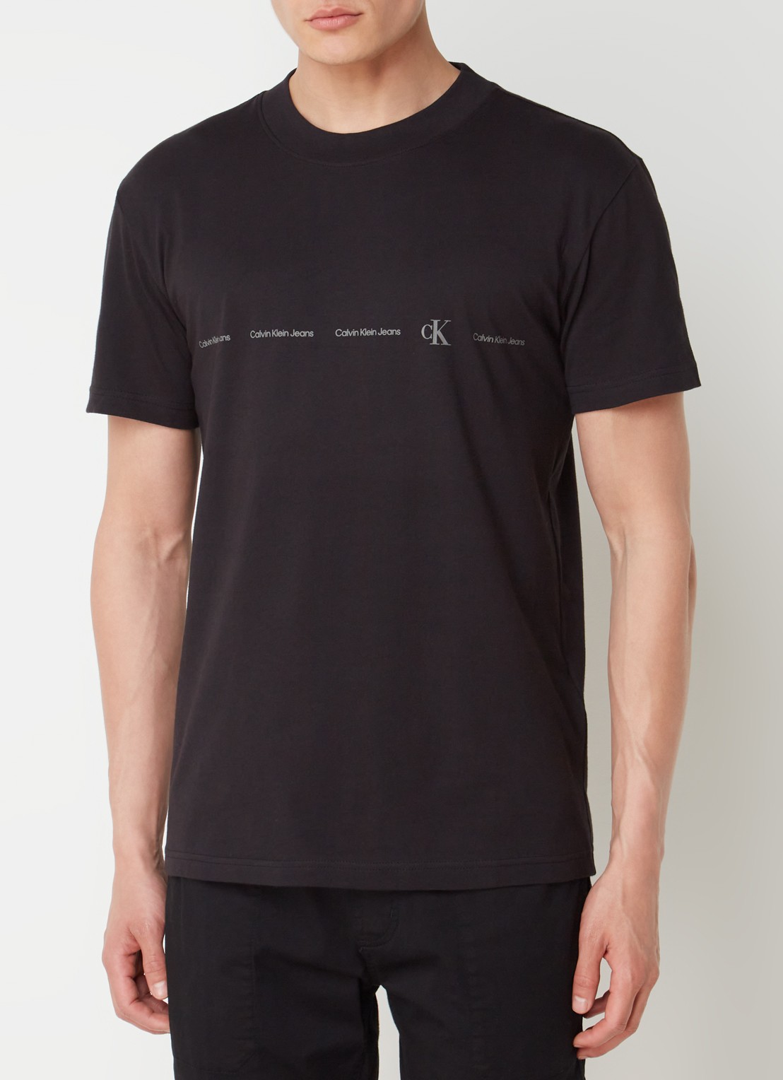 Calvin Klein T-shirt met logoprint - detail zwart