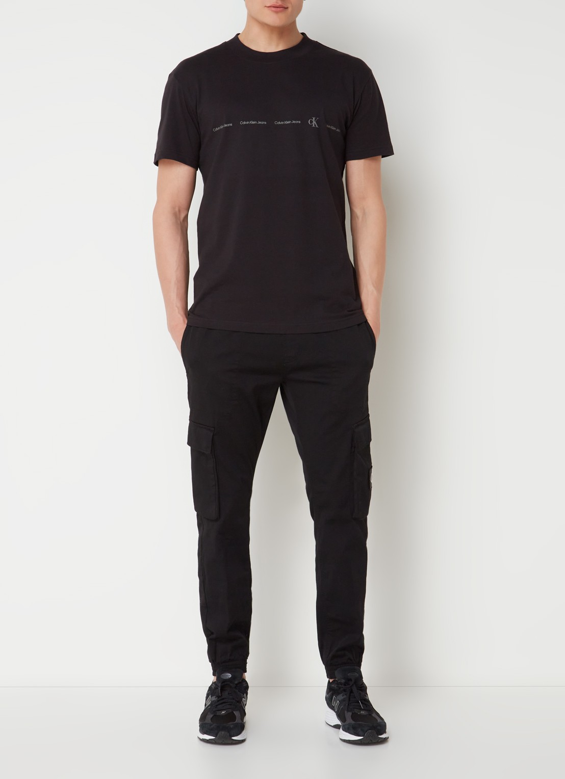 Calvin Klein T-shirt met logoprint - voorkant 4 zwart