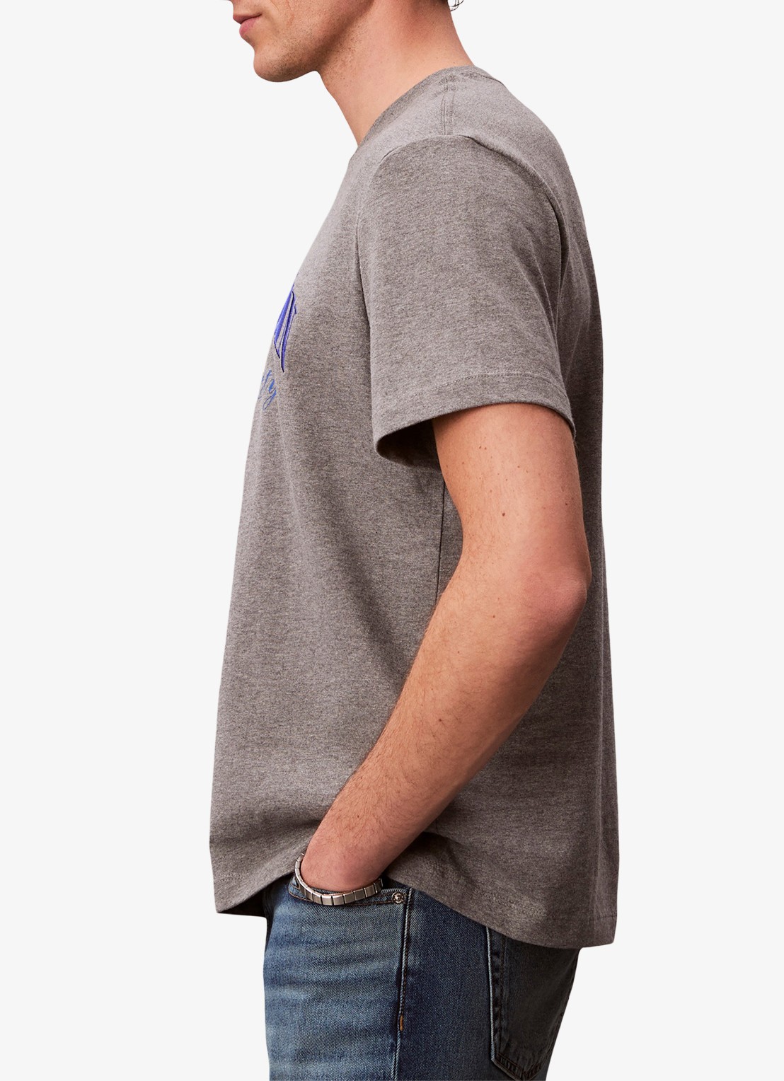 Calvin Klein T-shirt met logoprint - detail 5 med grey htr-p7e