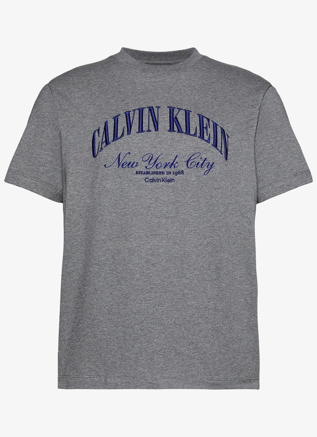 Calvin Klein T-shirt met logoprint - voorkant med grey htr-p7e