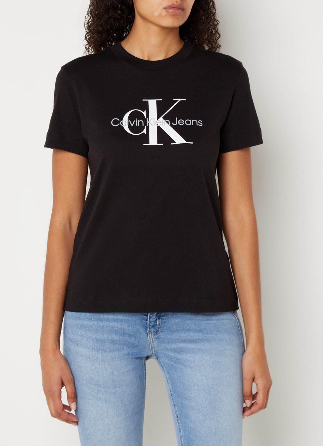 Calvin Klein T-shirt met logoprint - detail zwart