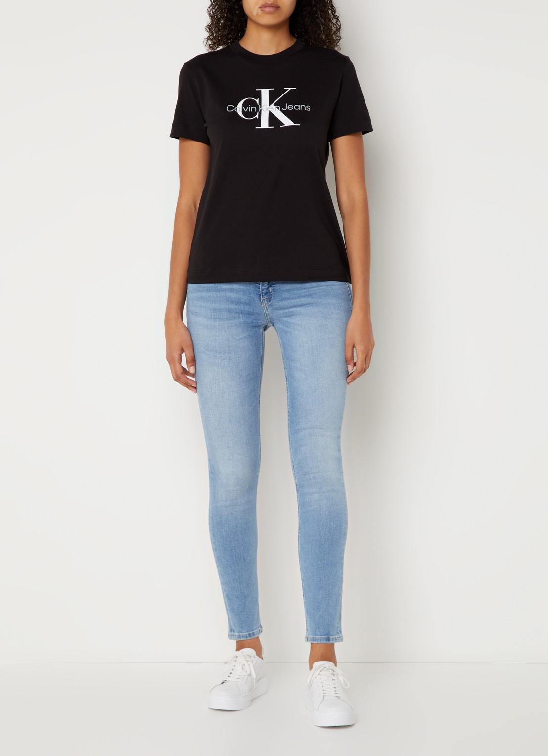 Calvin Klein T-shirt met logoprint - voorkant 4 zwart