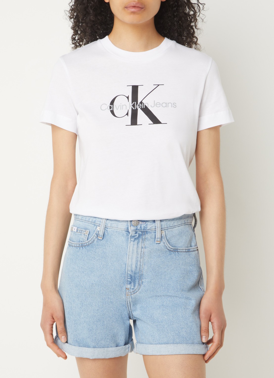 Calvin Klein T-shirt met logoprint - detail 3 wit