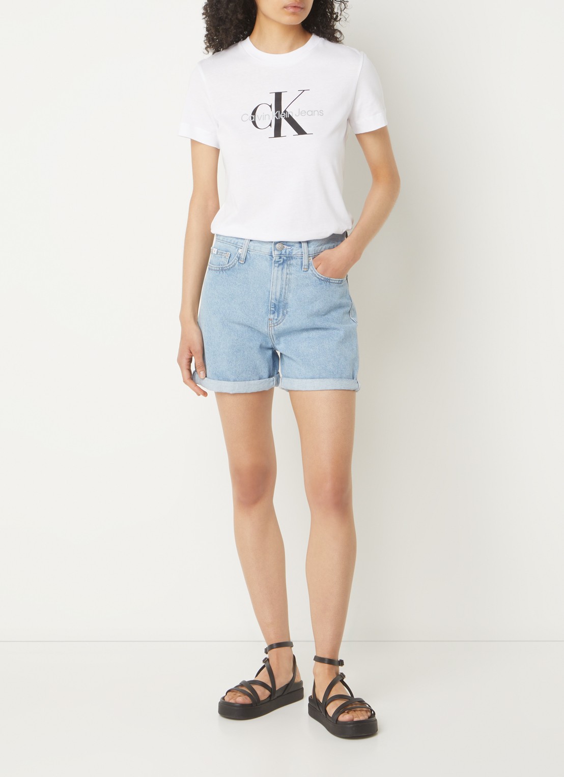 Calvin Klein T-shirt met logoprint - voorkant 2 wit