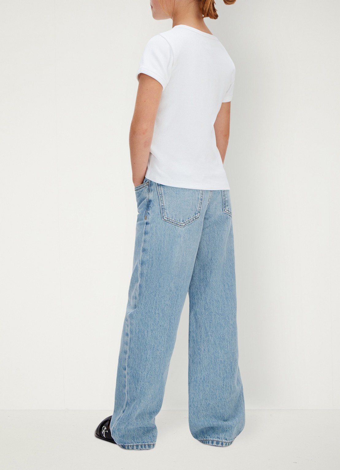 Calvin Klein T-shirt met ribstructuur en logo - achterkant 3 wit